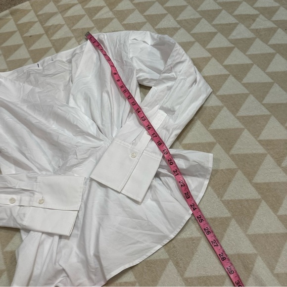 Tanya Taylor Tula top white vneck long sleeve cinched - Picture 4 of 4